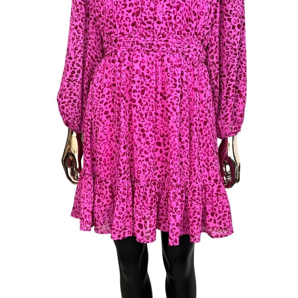 Entro Pink Leopard Tie Neck Mini Dress NWOT Small - Picture 5 of 8